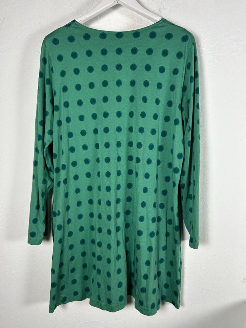 Gudrun Sjoden Womens Green Polka Dot Long Sleeve Shift Dress XL Organic Cotton - Picture 3 of 10